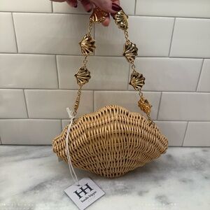 Haute Hippie TikTok Viral Wicker Clam Shell Purse New With Tags